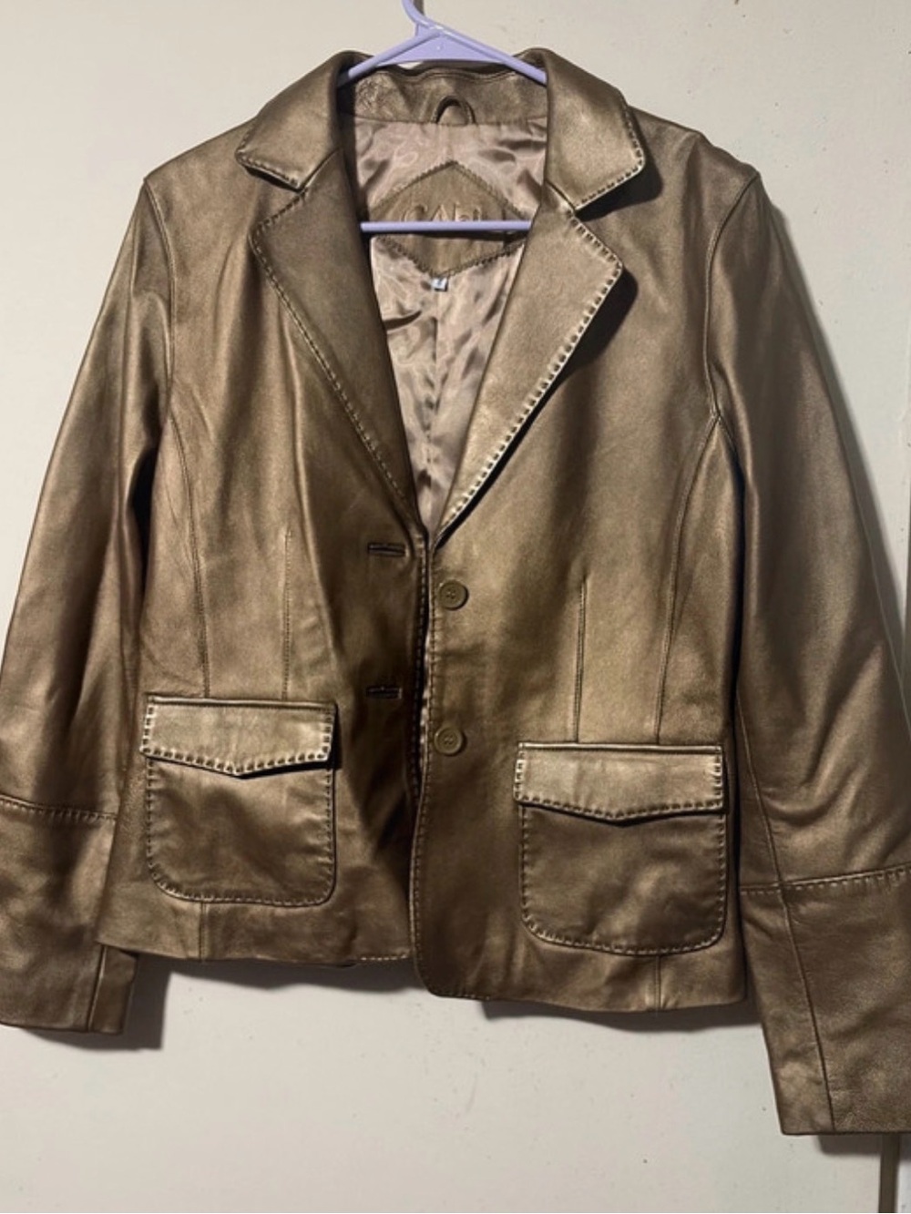 CAbi Bronze leather Blazer Jacket